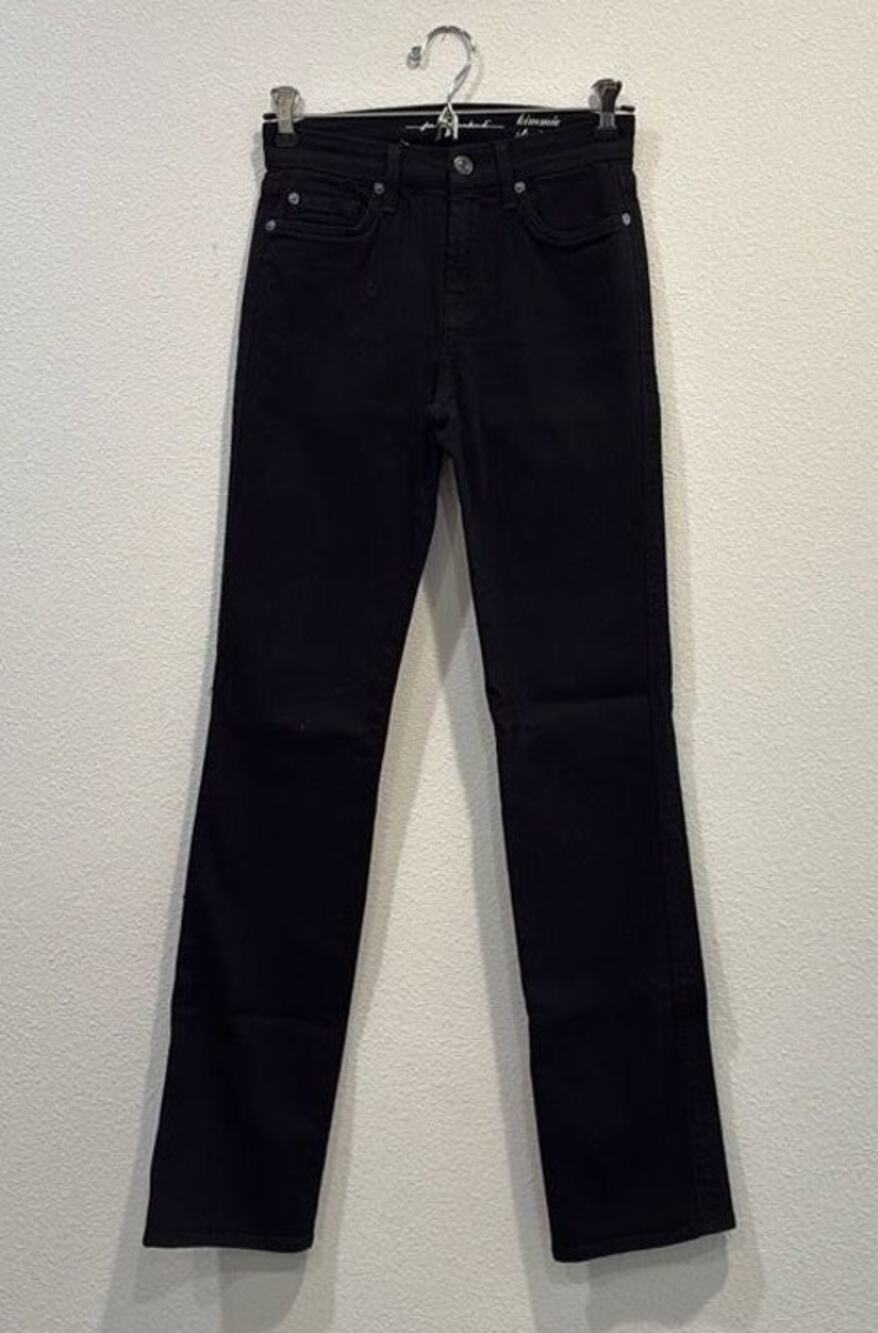 7 For All Mankind Women's Size 24 Kimmie Straight Jeans in Rinse Black
